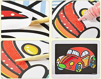 Mistari Peel and Sand Art Kits Sheets for Kids with 27 Sheets Sand Art Painting Cards and 2 Pcs Scratch Sticks Crafts (18 Colors+27 Sheets)