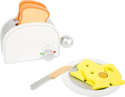 Small Foot Wooden Toys Breakfast Set Including Toaster, Toast and Much More a Complete playset for Play Kitchens Designed for Children Ages 3+, Multi (10594)