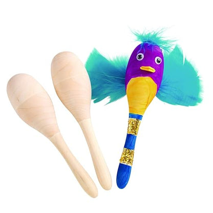 Colorations Wooden Maracas Craft Kit for Kids, Pack of 12, Craft Kit for Children, Kids Maracas Craft, Fun Craft Project for Kids, Decorate Your Own Maracas