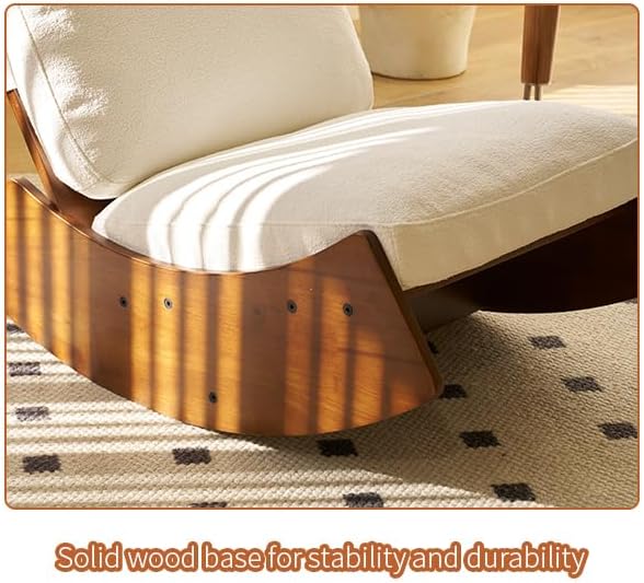 MFFM Comfortable Glider Rocking Chair, Upholstery Glider Chair, Solid Wood Frame, Perfect for Multiple Settings Accent Reading Chair for Bedroom,Living Room,Nursery (White)