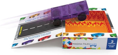 MAGNA-TILES Cars – Purple & Red 2-Piece Magnetic Construction Set, The Original Magnetic Building Brand