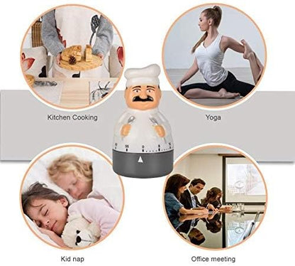 Jayron Kitchen Timer Cooking Timer 60 Minutes Countdown Timer Mechanical Timer Chef Shaped Alarm Clock,Suit for Children and Elderly,used for Cooking Baking Facial Mask