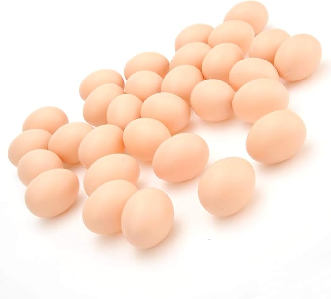 PowerTRC 30 Pcs Plastic Eggs Toys, Toy Food DIY Easter Eggs, Real-Life Size Faux Pretend Play Food Play Kitchen Accessories, Realistic Chicken Eggs