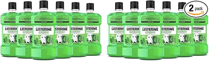 Listerine Smart Rinse Kids Mouthwash, ADA Accepted, Alcohol-Free Anticavity Sodium Fluoride Mouthwash, Oral Rinse for Dental Cavity Protection, Mint Shield Flavor for Children's Oral Care, 500 mL