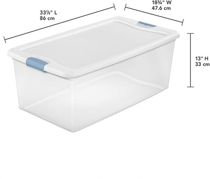 Sterilite 20-Pack Latching Box, Under Bed Storage Bins with Lids, Clear Plastic, 106 Quart - Heavy-Duty Organizing Containers for Closet, Bathroom, and Office