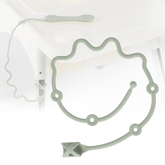 Baby Spoons Self Feeding 6 Month,Toddler Utensils Holder Strap Food Grade Silicone Keep Fork and Spoon Off The Floor Great for Kids,Hook On High Chair（Green）
