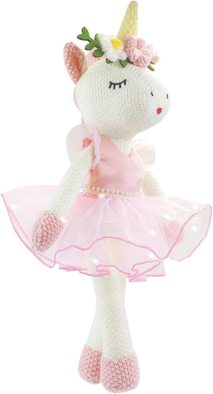 Unicorn Stuffed Animals Plush Ballerina Baby Doll, Unicorn Toys for Girls Age 4-6, Stuffed Animals for Girls 4 Year Old Girl Birthday Gifts Unicorn Decorations for Girls Toys 4-5(Pink)