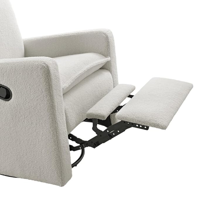 Oxford Baby Uptown Upholstered Swivel Glider and Recliner Nursery Chair, Boucle White