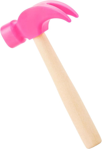 Fowecelt Wooden Hammer Toys Simulation Hammers Maintenance Tools Educational Toys for Kids Birthday Party Games Supplies (Pink)