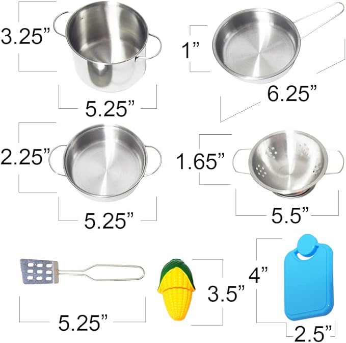 ArtCreativity Pretend Play Kitchen Set for Kids, 23-Piece Kids’ Kitchen Playset with Pots, Pans, Chef Hat, Apron, Utensils, Knife Toy, Pretend Play Food, & More, Kids’ Kitchen Playset for Hours of Fun