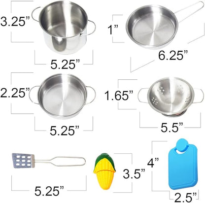 ArtCreativity Pretend Play Kitchen Set for Kids, 23-Piece Kids’ Kitchen Playset with Pots, Pans, Chef Hat, Apron, Utensils, Knife Toy, Pretend Play Food, & More, Kids’ Kitchen Playset for Hours of Fun