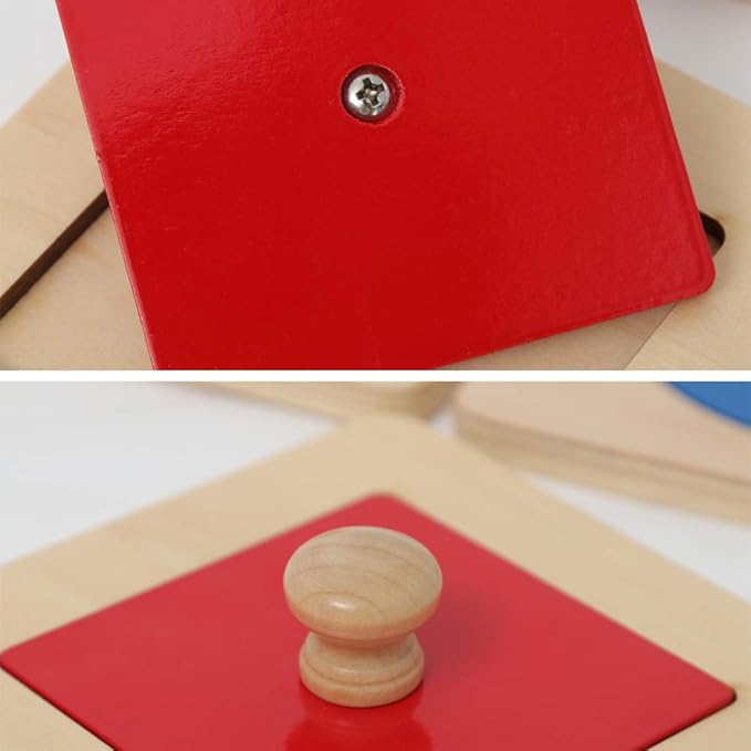 Thoth Montessori Single Shape Puzzle First Shapes Jumbo Wooden Puzzle Board Knob Wooden Puzzle Geometric Shape Puzzle Early Education Material Sensorial Toy for Toddler Shape & Color Sorter (4 pieces)