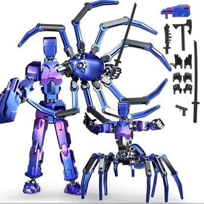 (Assembly Required) T-Spider 13 Action Figure Set -Titan 13 Action Figure with Sucker Spider13 Collectible 3D Printed Toys Highly Detailed Action Figures for Collectors and Fans - Blue