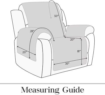 TOMORO Non-Slip Oversized Recliner Cover, 100% Waterproof Quilted Recliner Chair Slipcover Furniture Protector with Pockets, Washable Couch Cover with Elastic Straps for Kids and Pets
