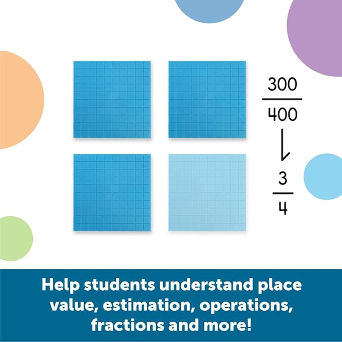 Learning Resources Plastic Base Ten Starter Kit - 141 Pieces, Ages 6+ Early Math, Counting, Math Games for Kids, Teacher and Classroom Supplies