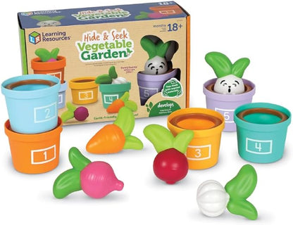 Learning Resources Hide & Seek Vegetable Garden , Preschool Learning Activities, Montessori Toys, Sustainable Toys, Easter Gifts, Ages 18 Months+, 10 Pieces