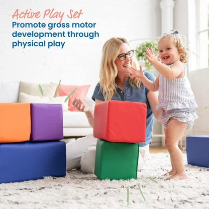 ECR4Kids ELR-12684 Softzone Foam Big Building Blocks, Soft Play for Kids (7-Piece Set), Toddler Blocks, Primary