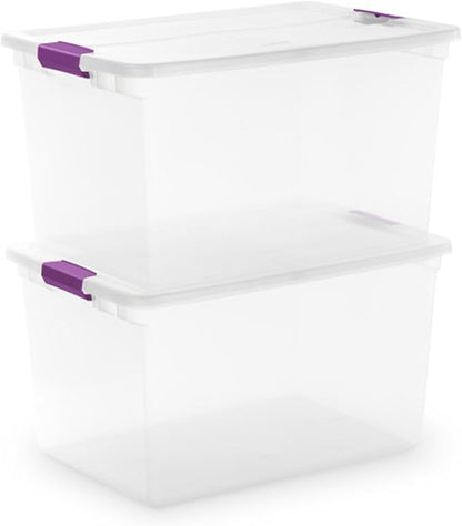 Sterilite 18-Pack 66 Quart ClearView Latch Box, Stackable Organizer Bins with Latching Lids - Clear Plastic Organization Containers for Closet, Bedroom, Shelving Units and Everyday Home Storage