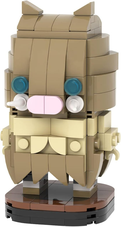 MOOXI-MOC Anime Brick Mini Headz Hashibira Inosuke Building Set,Creative Cute Building Blocks Children Kits,Gifts for Kids(171pcs)