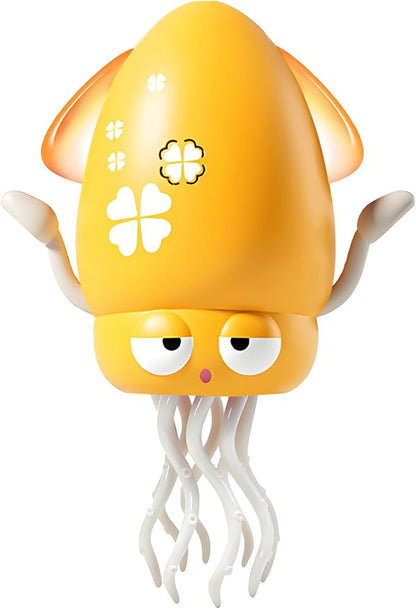 Pbooo Magic Dancing Octopus Toy, Electric Crawling with LED Lights and Music, Rechargeable Music Squid Baby Toy for 3-6 Year Olds, Tummy Time and Toddler Walking Toy, Birthday Gift, Yellow