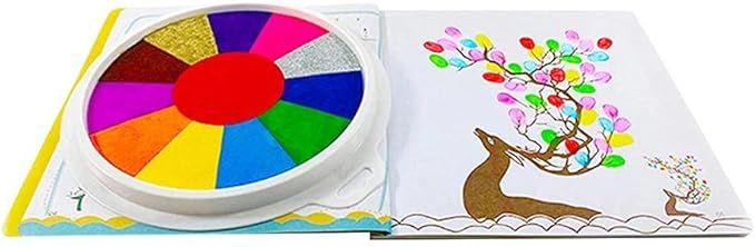 Funny Finger Painting Kit and Book, 12 Color Washable Finger Drawing with Finger Paint Pad, Easy Clean and Non Paint Toys for Baby, Baby Finger Painting Kit Toys
