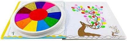 Funny Finger Painting Kit and Book, 12 Color Washable Finger Drawing with Finger Paint Pad, Easy Clean and Non Paint Toys for Baby, Baby Finger Painting Kit Toys
