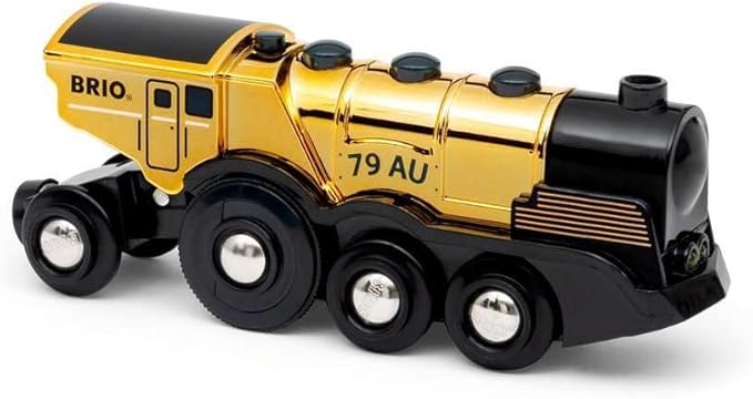 BRIO 33630 World Mighty Golden Action Locomotive - Battery Operated Toy Train with Dynamic Light and Sound Effects | for Kids Age 3 and Up | Compatible with All BRIO Railway Tracks and Vehicles