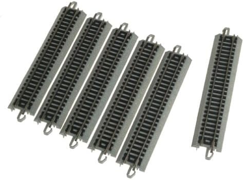 Bachmann Trains - Snap-Fit E-Z TRACK 5” STRAIGHT TRACK (6/card) - NICKEL SILVER Rail With Grey Roadbed - N Scale, 8