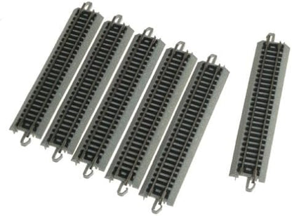 Bachmann Trains - Snap-Fit E-Z TRACK 5” STRAIGHT TRACK (6/card) - NICKEL SILVER Rail With Grey Roadbed - N Scale, 8