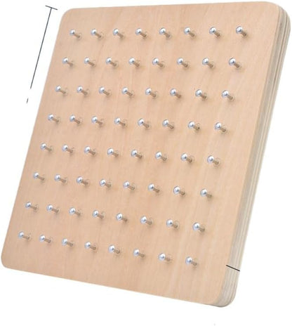 Wooden Geoboard - Montessori Toys for 3~6 Year Old Kids and Toddlers, Educational Toy with 24 Pattern Cards and 60 Rubber Bands to Create Figures, Brain Teaser STEM Toy Geo Board