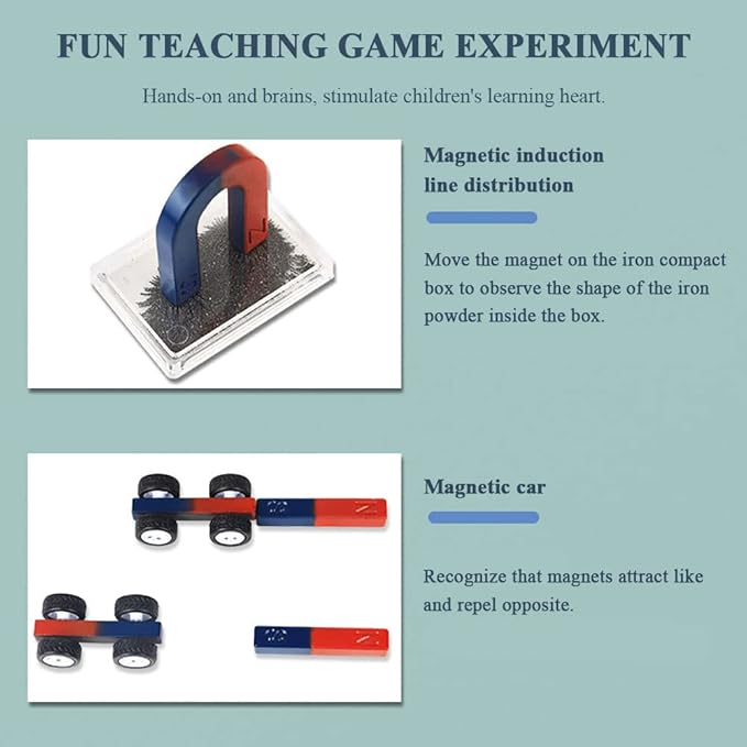 Labs Junior Science Magnet Set for Experiment Education Tools Physics Toys for Kids Icluding Bar/Ring/Horseshoe/Compass Magnets