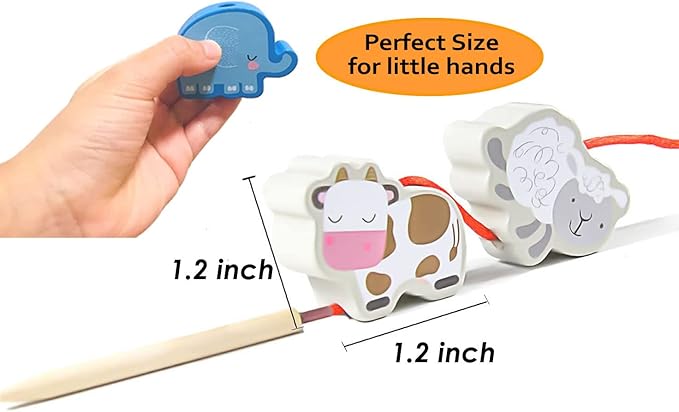 BMTOYS Wooden Lacing Beads Montessori Educationa Threading Learning Toys for 3+ Year Olds Preschool Activities Stringing Toys for Boys Girls