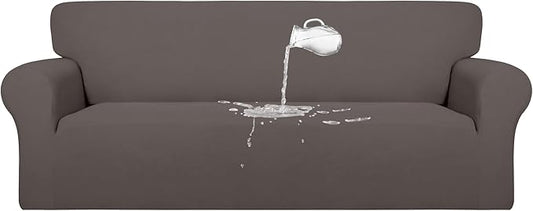 PureFit 100% Dual Waterproof Couch Cover Slipcovers for Couches and Sofas - Stretch Non Slip Fleece Sofa Covers Washable, Leakproof Furniture Protector for Kids, Pets, Dog (Oversized Sofa, Taupe)