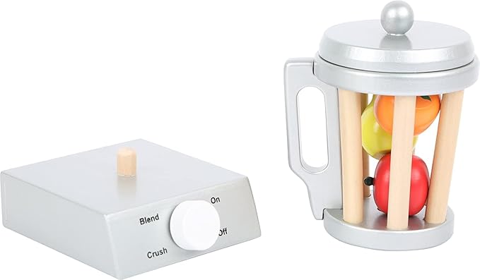 Small Foot Wooden Toys Wooden Blender Set Includes Fruit for Play Kitchens Designed for Children Ages 3+, Multi (10596)
