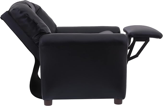 The Crew Furniture Traditional Kids Recliner, Toddler Ages 1-5 Years, Pu Faux Leather, Black