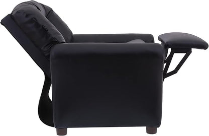 The Crew Furniture Traditional Kids Recliner, Toddler Ages 1-5 Years, Pu Faux Leather, Black
