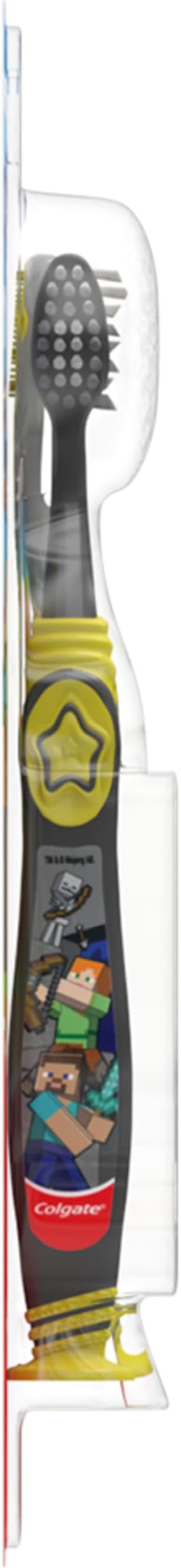 Colgate Kids Minecraft Toothbrush Pack, Extra Soft Toothbrushes for Kids, Includes Built-in Suction Cups for Easy Upright Storage, for Kids with Baby Teeth and Adult Teeth, 2 Count