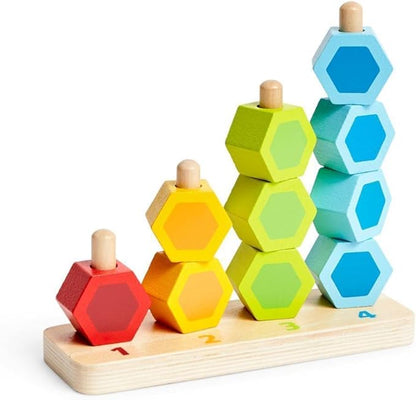 Hape Wooden Counting Stacker Block Set| Number Puzzles Counting Stacking Game for Toddlers 1Y+