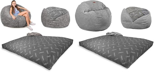 CordaRoy's Faux Fur Bean Bag Chair, Convertible Chair Folds from Bean Bag to Lounger & Chenille Bean Bag Chair, Convertible Chair Folds from Bean Bag to Lounger, As Seen on Shark Tank