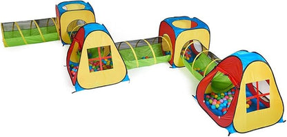 UTEX 8 in 1 Pop Up Children Play Tent House with 4 Tunnel, 4 Tents for Boys, Girls, Babies and Toddlers for Indoor and Outdoor Use