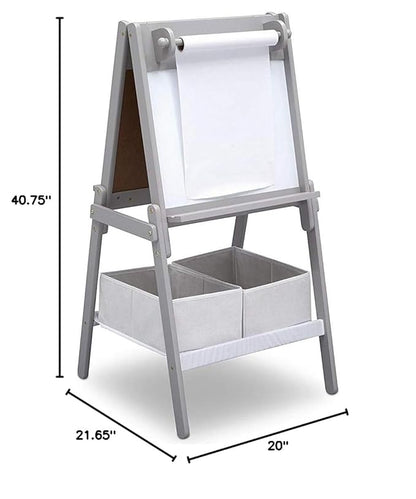 Delta Children MySize Kids Double-Sided Storage Easel -Ideal for Arts & Crafts, Drawing, Homeschooling and More - Greenguard Gold Certified, Grey