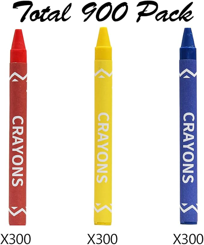 Madisi Crayons Bulk Pack, Regular Size, 3 Colors, 300 Packs, 900 Count