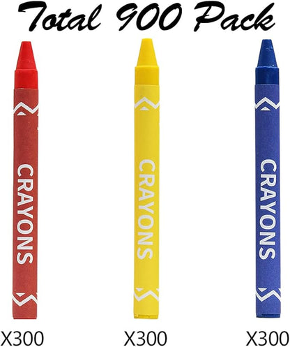 Madisi Crayons Bulk Pack, Regular Size, 3 Colors, 300 Packs, 900 Count