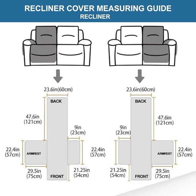 Easehomey Water Resistant Loveseat Recliner Cover Non Slip Sofa Cover for Reclining Sofa 2 Seat, Recliner Couch Cover Furniture Protector for Kids Pets with Elastic Band Pocket(Peacock Blue, 2 Seater)