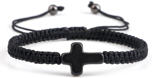 Adjustable Handmade Cross Braided Rope Bracelet for Christian Colorful Matching Couple Charm Jewelry Inspirational Religious Woven Bracelet Birthday Easter Thanksgiving Christmas Gifts