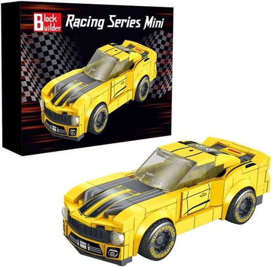 Racing Car Building Block Set. Racing Car Building Blocks for Kids and Adults (Yellow)