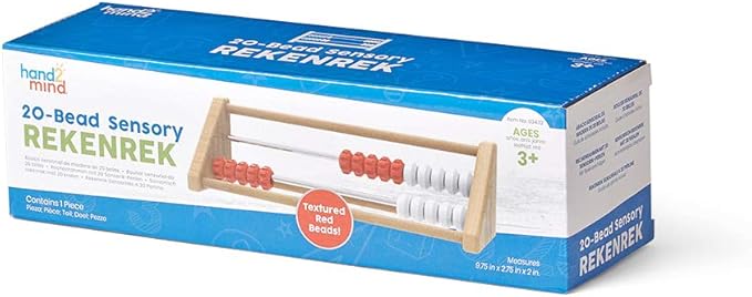 hand2mind 20 Bead Wooden Sensory Rekenrek, Abacus for Kids Math, Math Manipulatives Kindergarten, Counting Rack for Kids, Counters for Kids Math, Educational Toys for Elementary Kids (Set of 1)