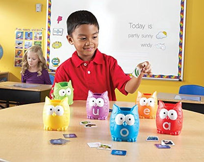 Learning Resources Vowel Owls Sorting Set, Word Recognition, Assorted Colors, Set of 6, Ages 5+