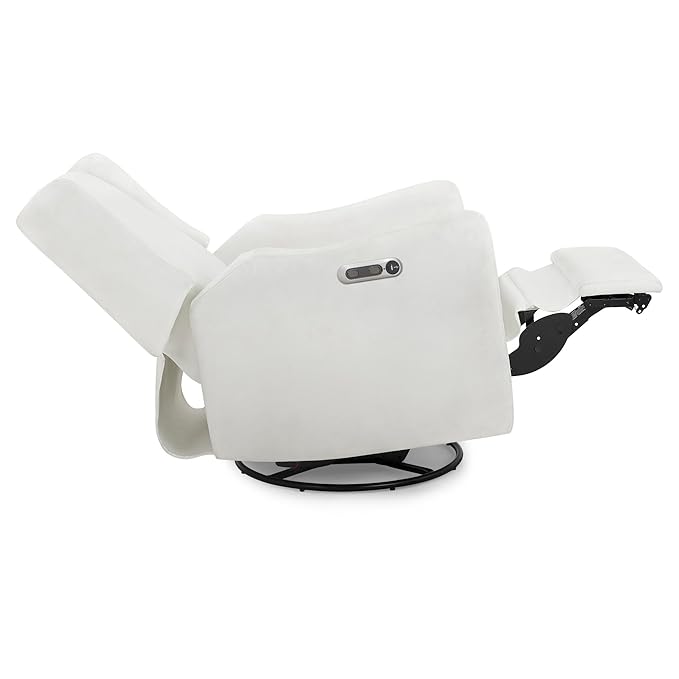 Delta Children Mercer Electronic Power Recliner and Swivel Glider with USB and Type-C Ports in LiveSmart Performance Fabric - Water Repellent & Stain Resistant, Pearl