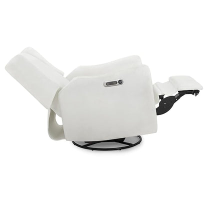 Delta Children Mercer Electronic Power Recliner and Swivel Glider with USB and Type-C Ports in LiveSmart Performance Fabric - Water Repellent & Stain Resistant, Pearl